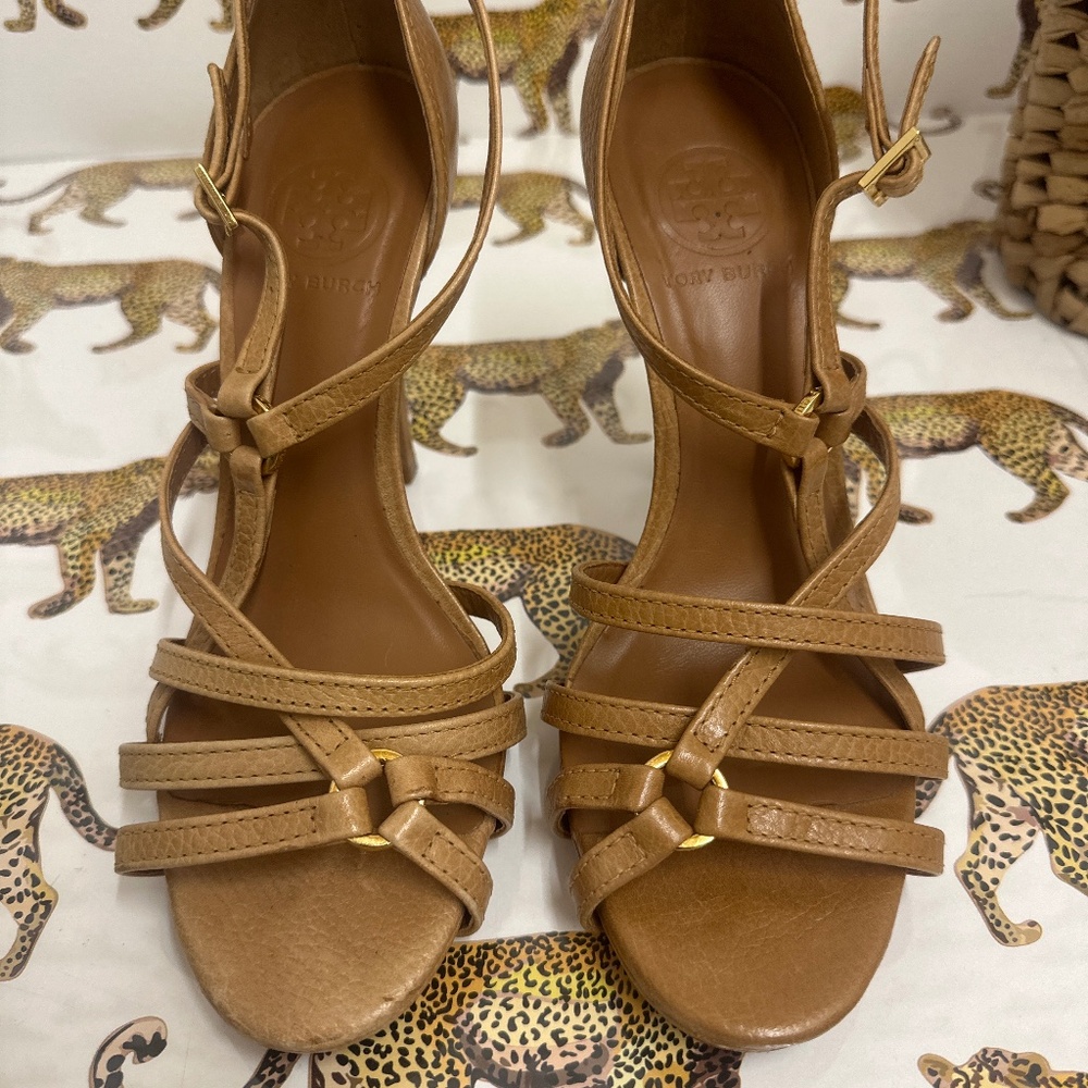 Tory Burch strappy heels. - size 7 1/2 - beige